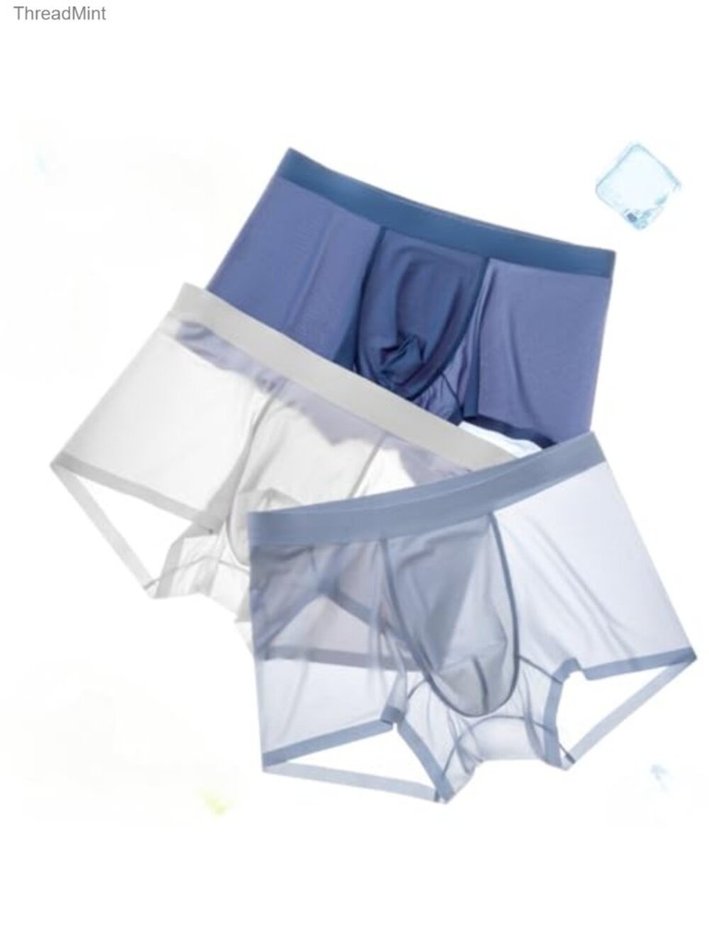 Ice Silk Seamless Boxer Briefs Ultra-Thin Breathable Low Rise Underwear